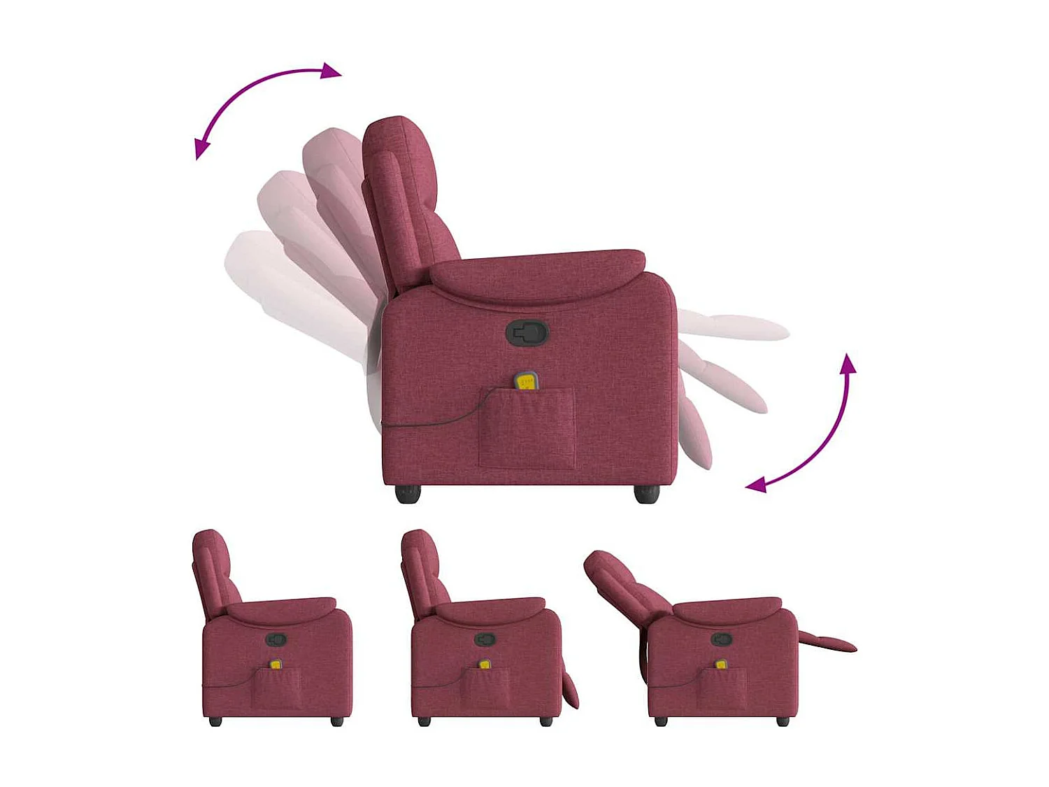 Sillón de salón | Silla | Sillón de masaje reclinable de tela color vino tinto SHL7815