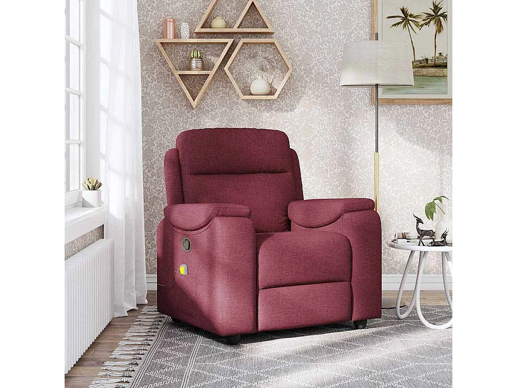 Fauteuil inclinable-Chaise de relax-Fauteuil de Massage Rouge bordeaux Tissu SHL1071