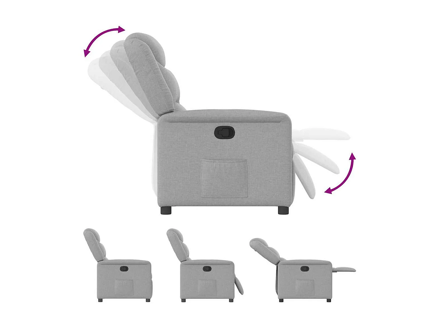 Poltrona | Cadeira Relax | Cadeira reclinável tecido cinzento nuvem SHL693880