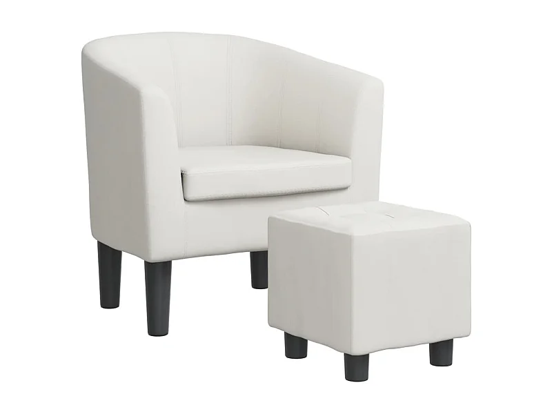 Fauteuil de salon-Fauteuil relax avec repose-pied blanc similicuir SHL3220