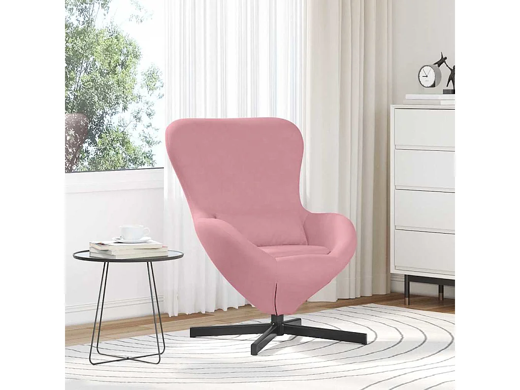 Chaise de Salon-Fauteuil œuf Rose Velours SHL4186