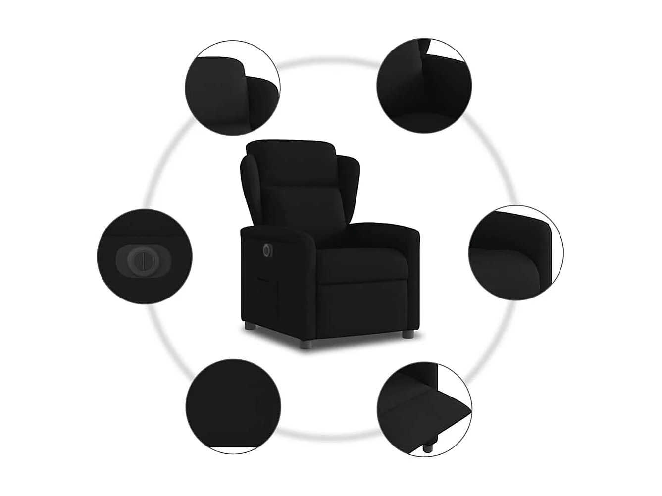 Poltrona elétrica reclinável tecido preto SHL897387