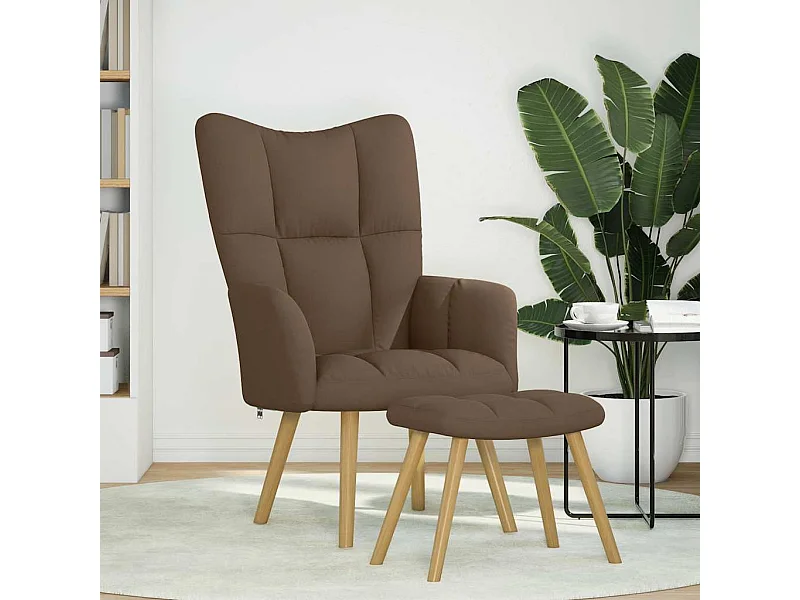 Fauteuil de relaxation-Fauteuil de Lecture avec repose-pied Marron Tissu SHL1209