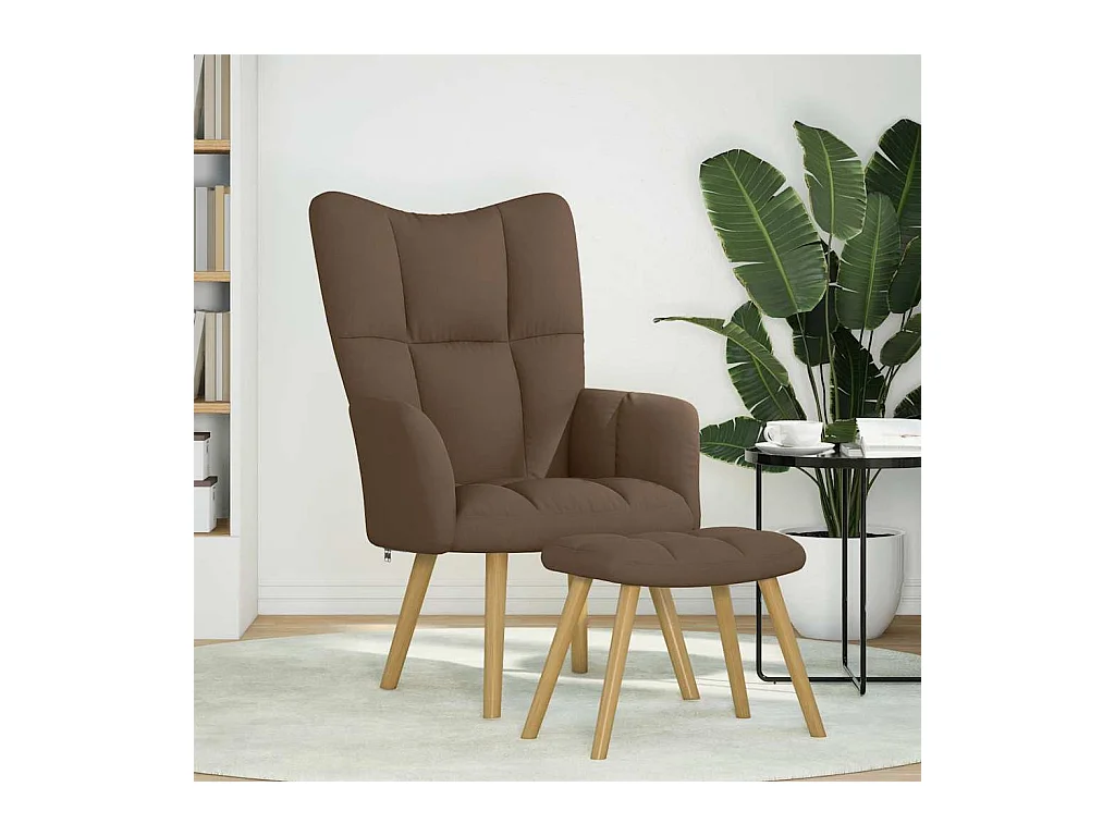 Fauteuil de relaxation-Fauteuil de Lecture avec repose-pied Marron Tissu SHL1209
