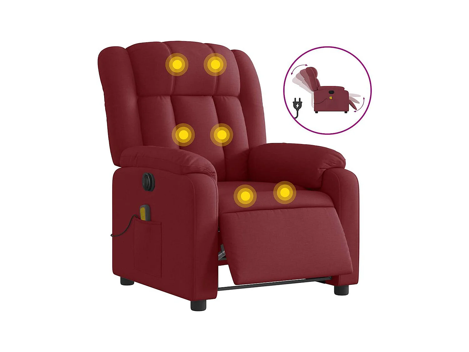 Fauteuil inclinable électrique-Fauteuil de massage de Salon Rouge bordeaux Tissu SHL4425