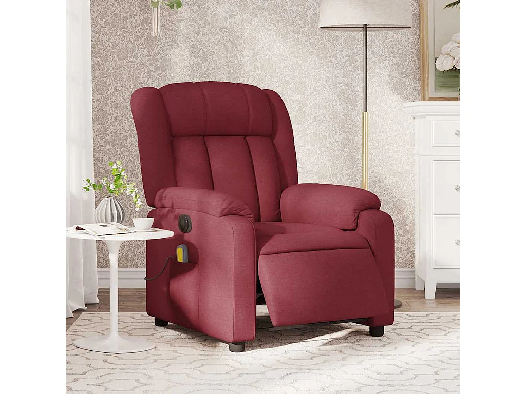 Fauteuil inclinable électrique-Fauteuil de massage de Salon Rouge bordeaux Tissu SHL4425