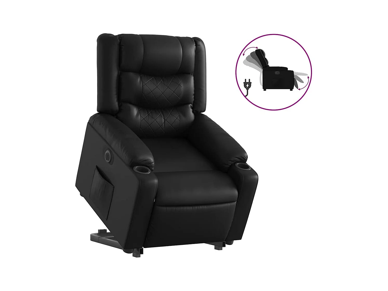 Fauteuil inclinable électrique-Chaise de relax-Fauteuil salon noir similicuir SHL4884