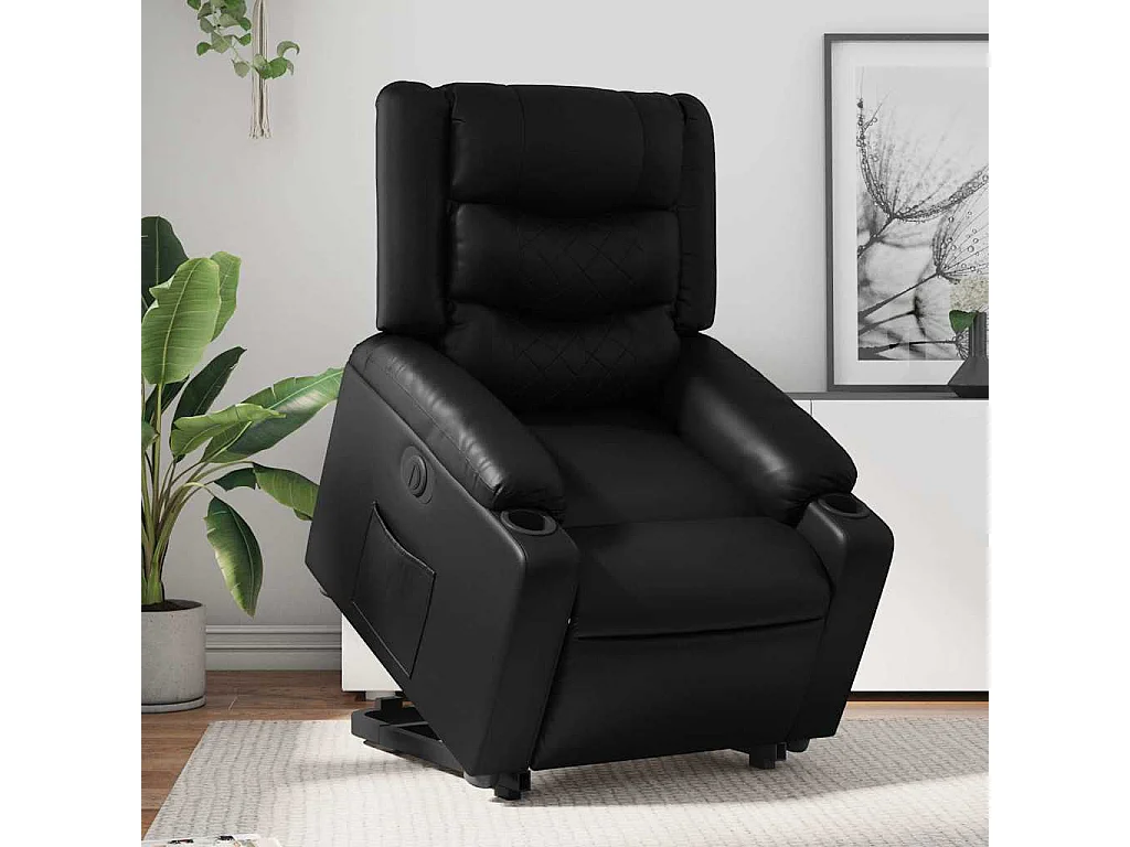 Relaxsessel mit Aufstehhilfe Elektrisch | Lounge Sessel indoor Schwarz Kunstleder SHL28929
