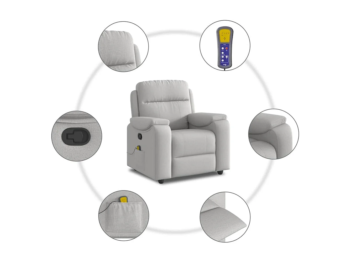 Sillón de salón | Silla | Sillón de masaje reclinable de tela gris nube SHL8358