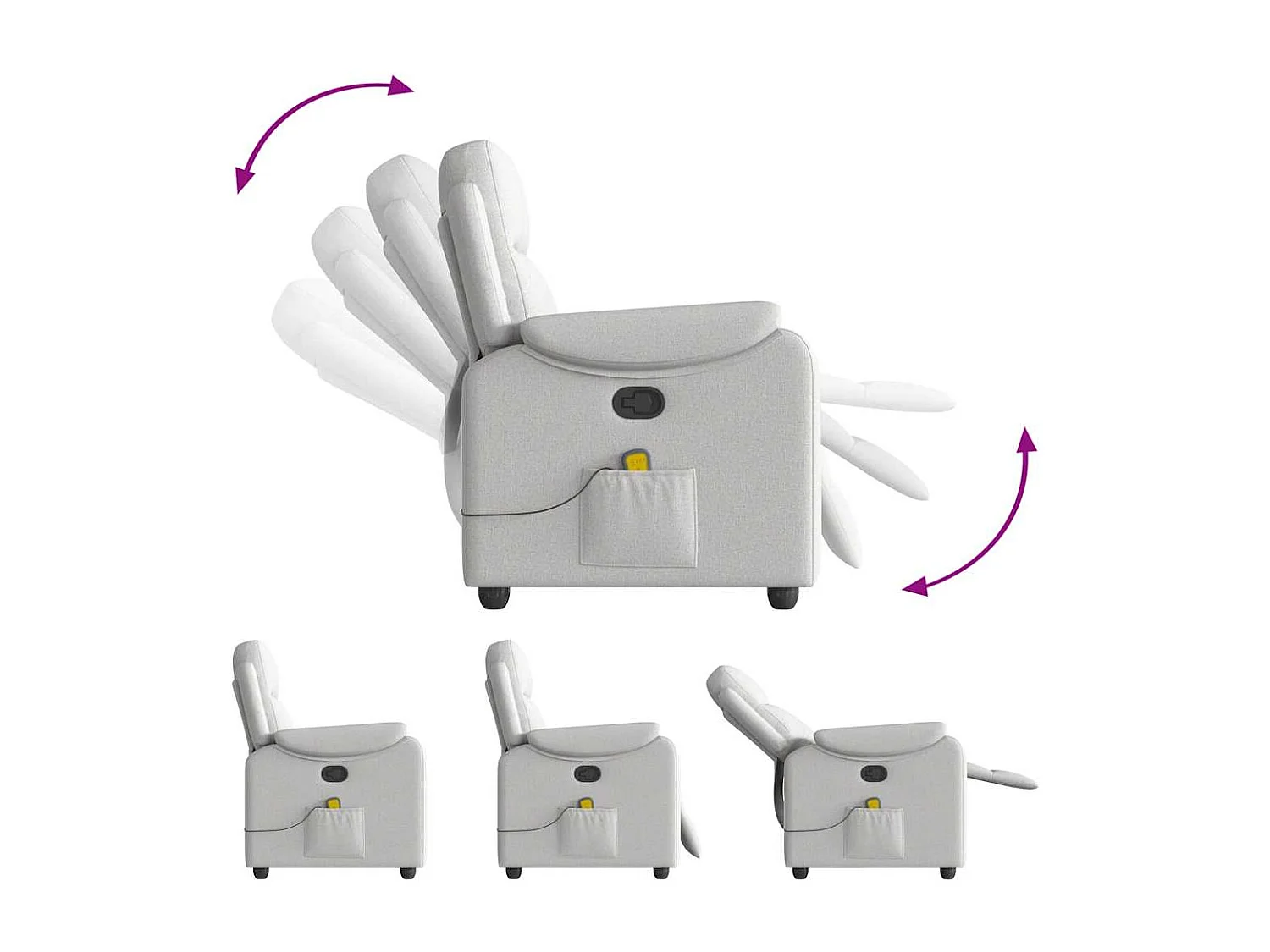 Sillón de salón | Silla | Sillón de masaje reclinable de tela gris nube SHL8358