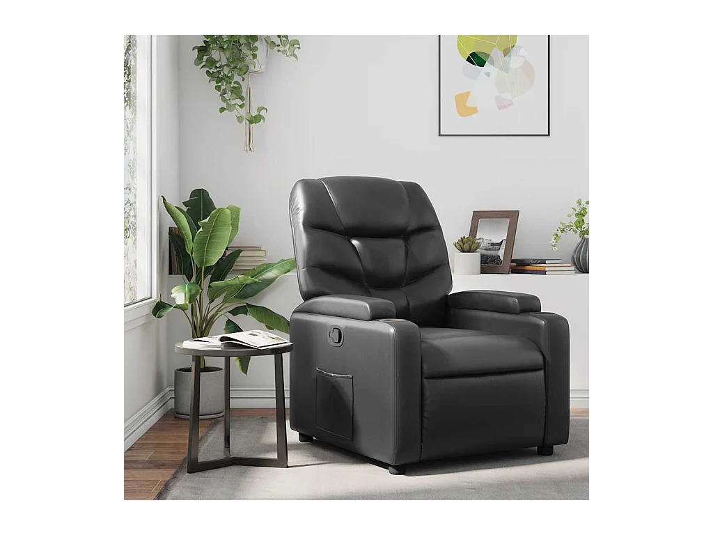 Sillón de relax | Sillón reclinable de piel sintética negra SHL9604