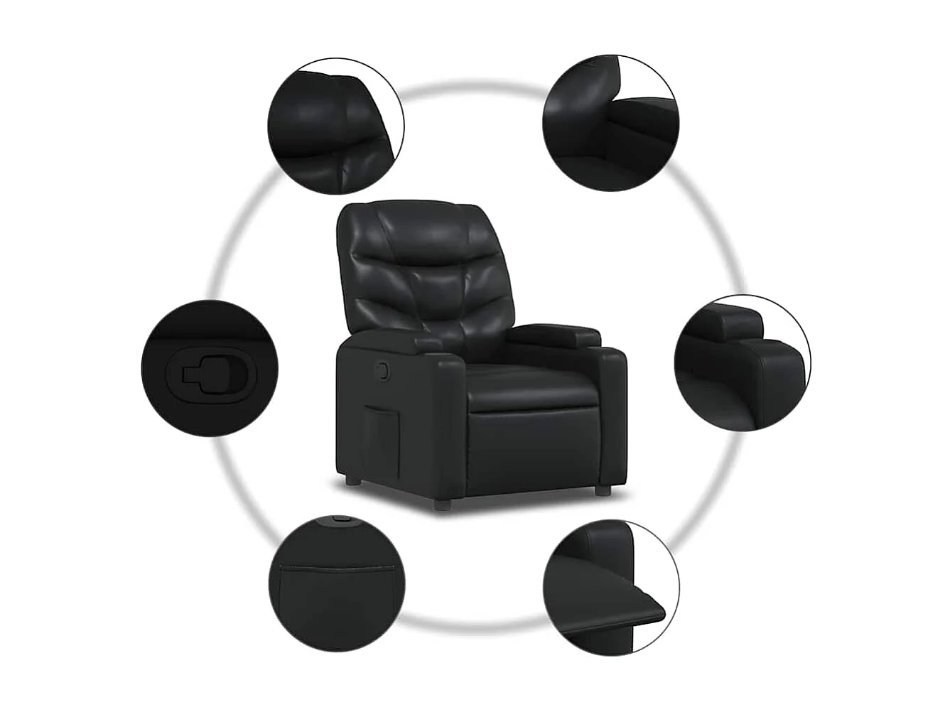 Relaxsessel | Lounge Sessel für Wohnzimmer Schwarz Kunstleder SHL54198