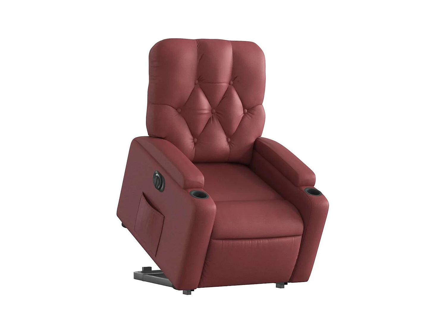 Fauteuil inclinable électrique-Chaise de relax-Fauteuil salon rouge bordeaux similicuir SHL4236