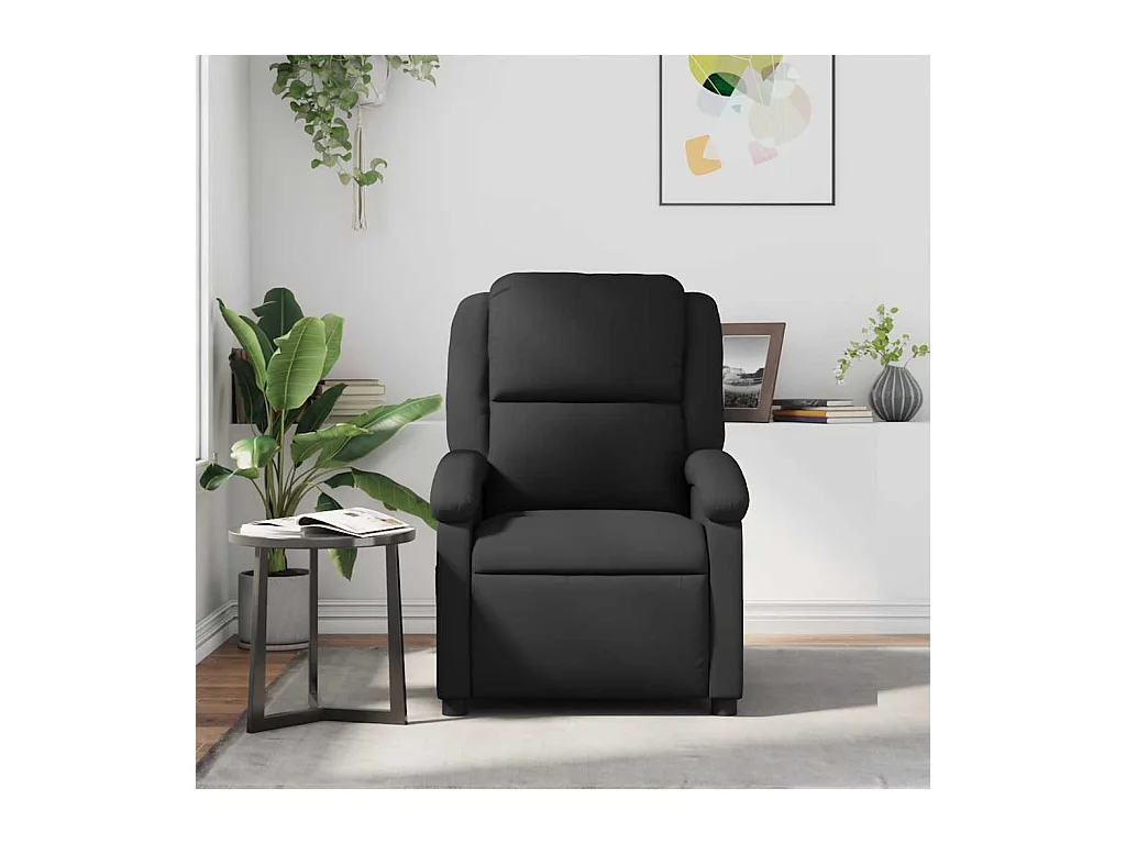 Fauteuil inclinable-Fauteuil salon noir cuir véritable SHL2240