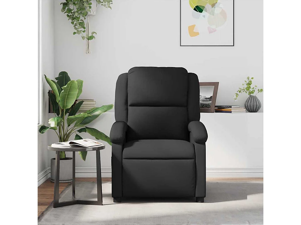 Fauteuil inclinable-Fauteuil salon noir cuir véritable SHL2240