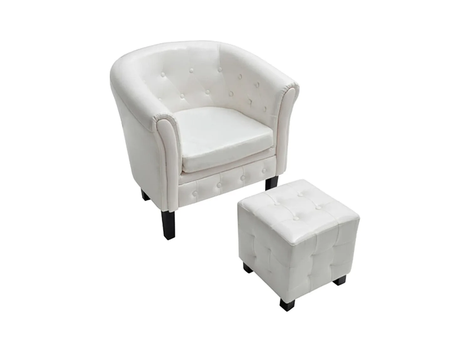 Fauteuil salon-Chaise de relax-Fauteuil avec repose-pied blanc similicuir SHL2242