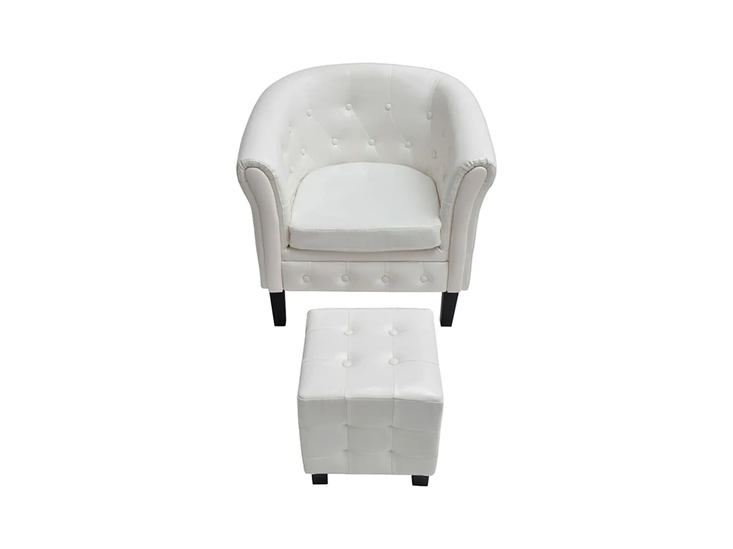 Fauteuil salon-Chaise de relax-Fauteuil avec repose-pied blanc similicuir SHL2242