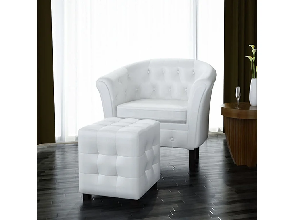 Poltrona | Cadeira Relax com apoio de pés couro artificial branco SHL213505