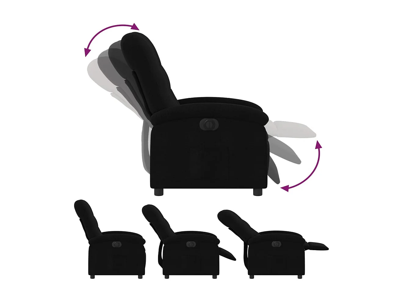 Sillón de relax | Silla | Sillón reclinable eléctrico de tela negro SHL3602