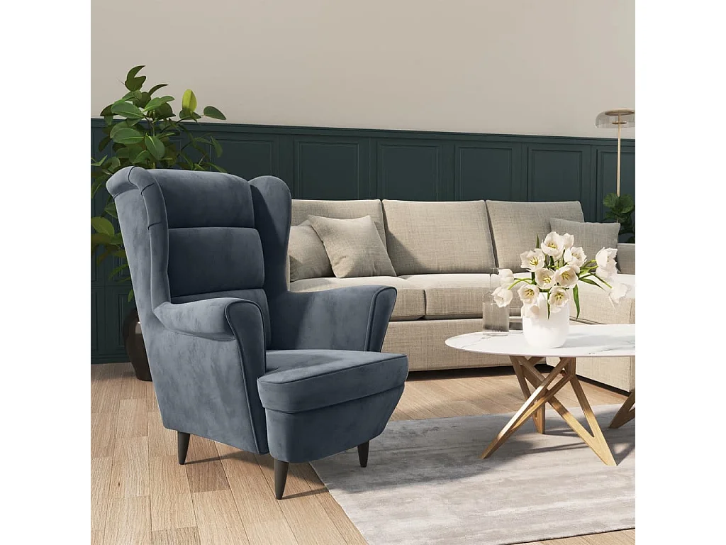 Relaxstoel | Fauteuil fluweel donkergrijs