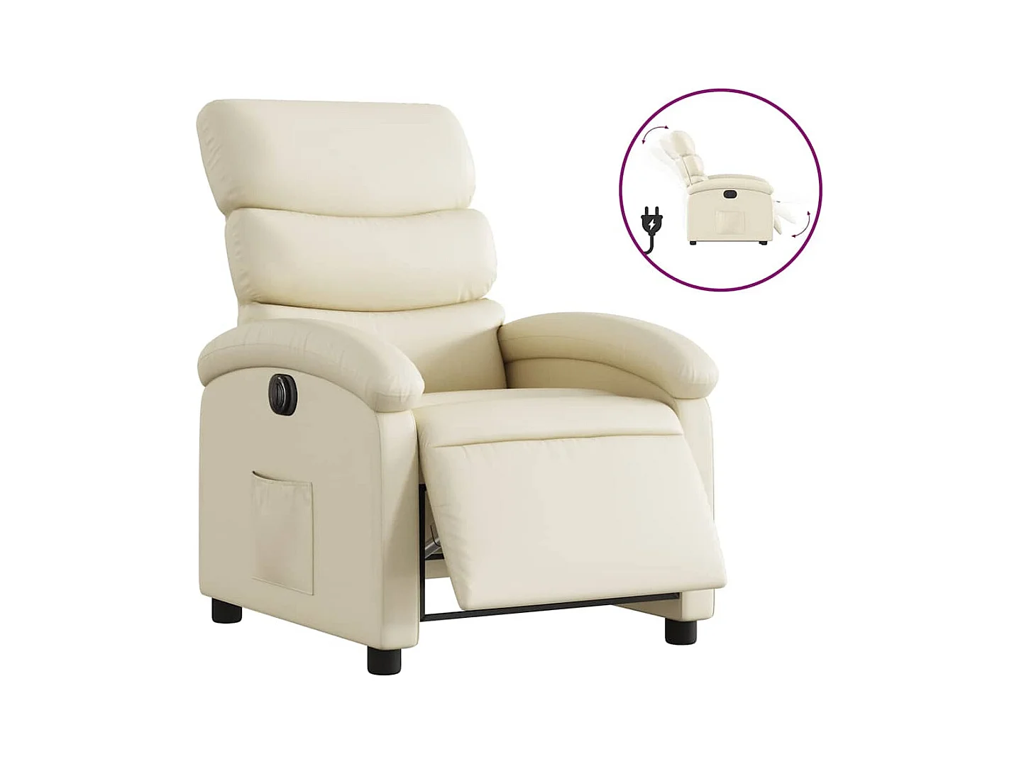 Sillón de relax | Silla | Sillón reclinable eléctrico de cuero sintético crema SHL5071