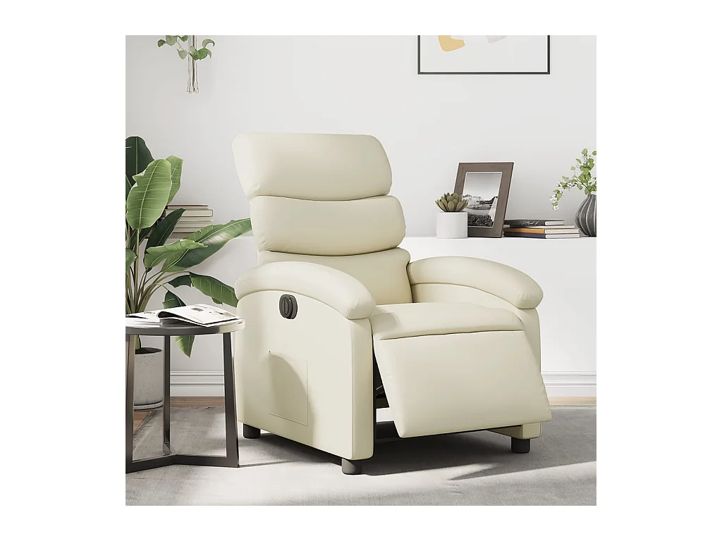 Sillón de relax | Silla | Sillón reclinable eléctrico de cuero sintético crema SHL5071