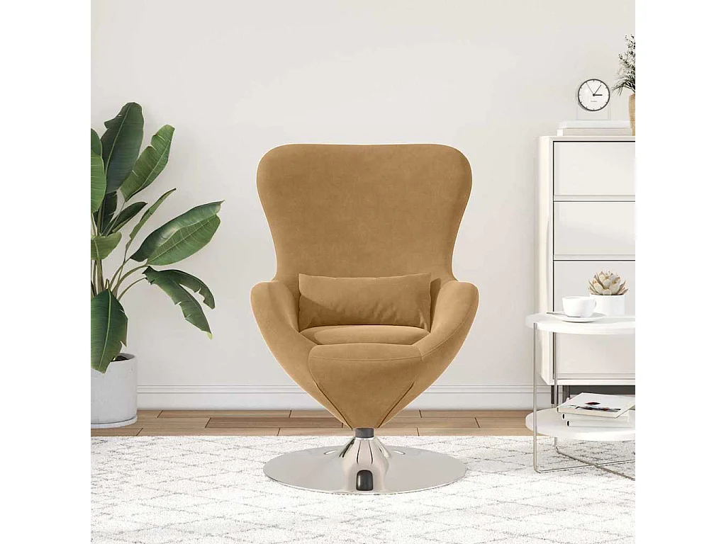 Eiersessel | Relaxsessel indoor Braun 63x73x90 cm Samt SHL41682
