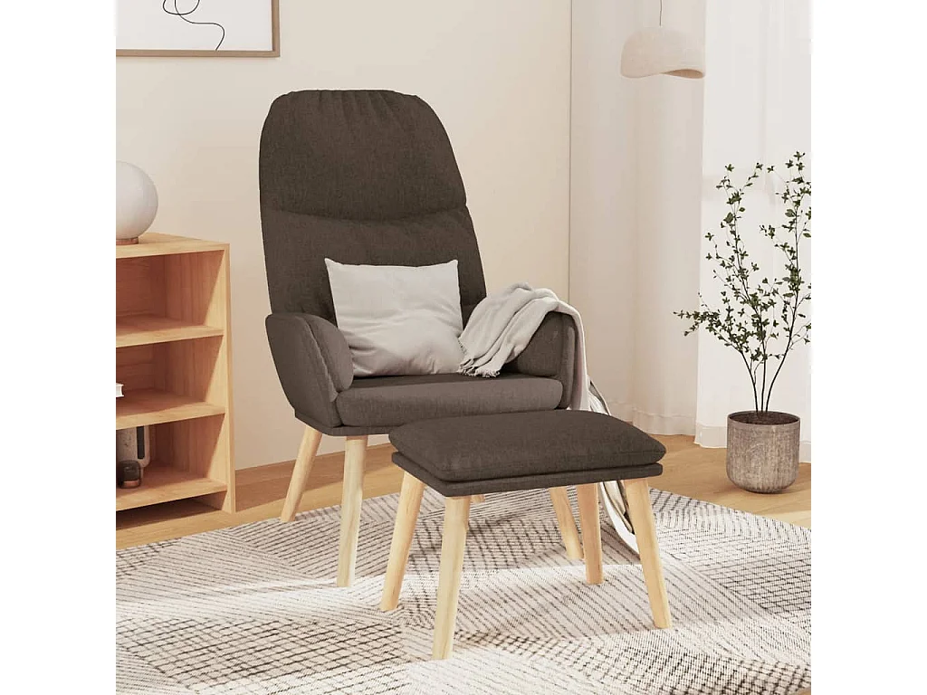 Sillón de relax | Silla de relax con reposapiés de tela gris taupé SHL8184