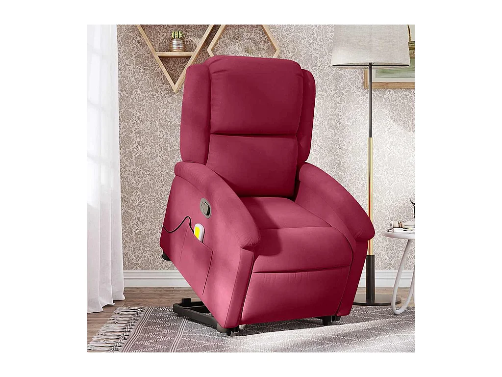 Poltrona elevatória de massagens veludo vermelho tinto SHL964402