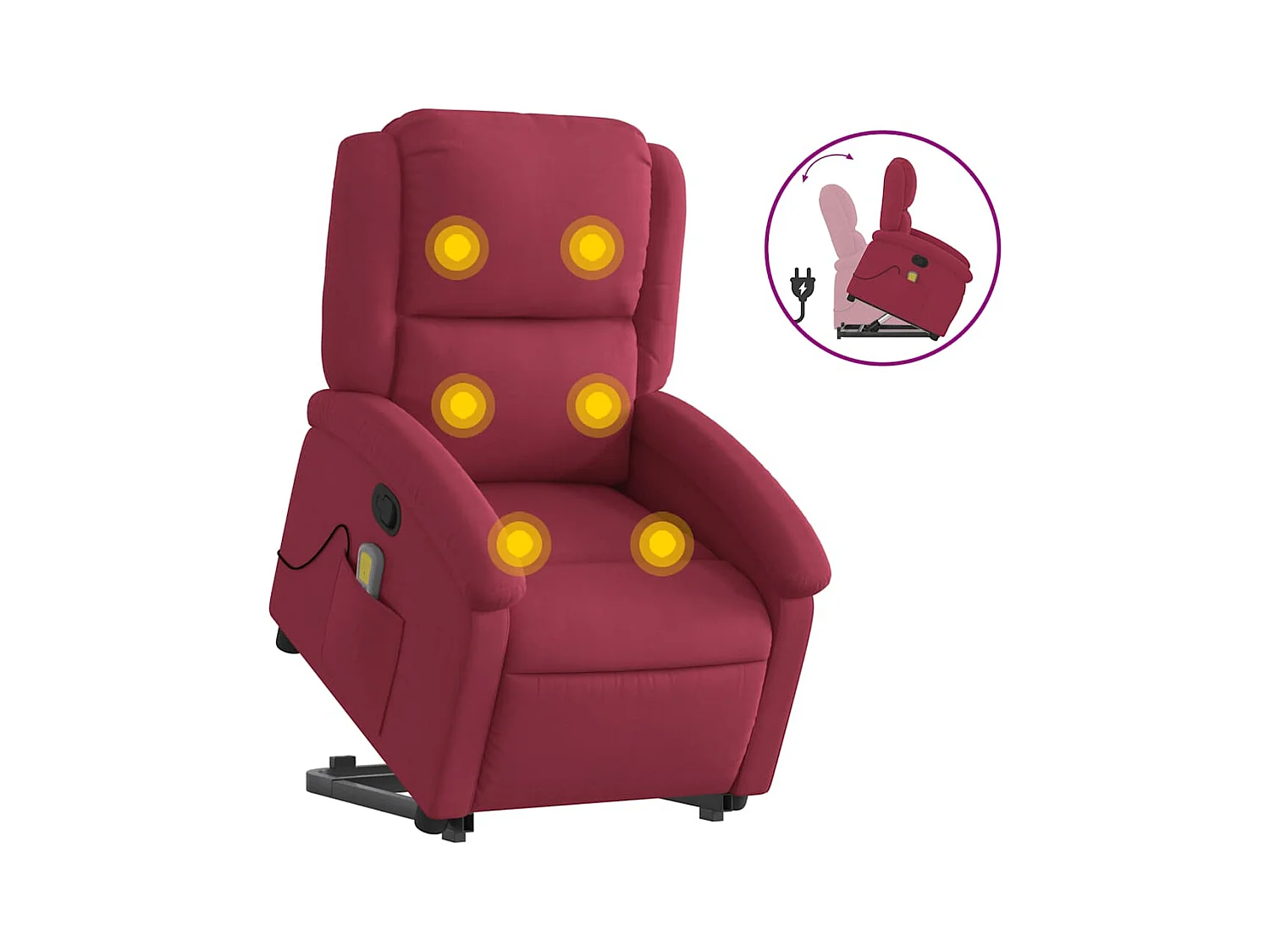 Fauteuil inclinable-Chaise de relax-Fauteuil de Massage Rouge bordeaux Velours SHL1763