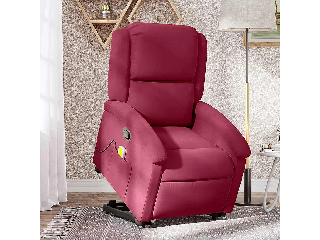 Fauteuil inclinable-Chaise de relax-Fauteuil de Massage Rouge bordeaux Velours SHL1763