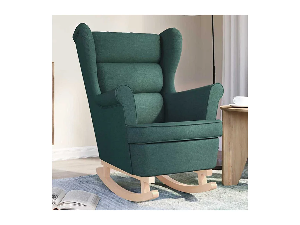 Fauteuil Salon-Chaise de relax-Fauteuil à Bascule vert foncé 74x90x102 cm tissu SHL3179