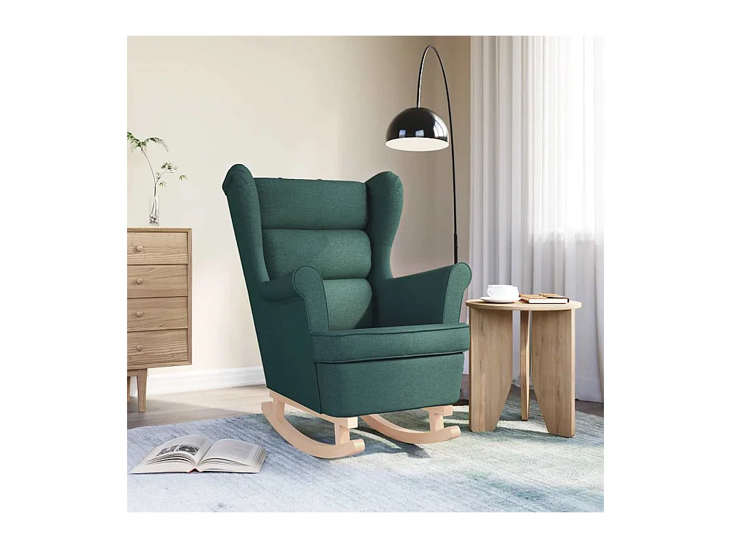 Fauteuil Salon-Chaise de relax-Fauteuil à Bascule vert foncé 74x90x102 cm tissu SHL3179