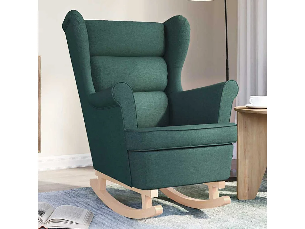 Fauteuil Salon-Chaise de relax-Fauteuil à Bascule vert foncé 74x90x102 cm tissu SHL3179