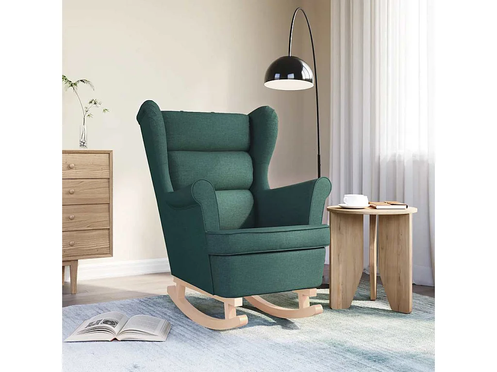 Fauteuil Salon-Chaise de relax-Fauteuil à Bascule vert foncé 74x90x102 cm tissu SHL3179