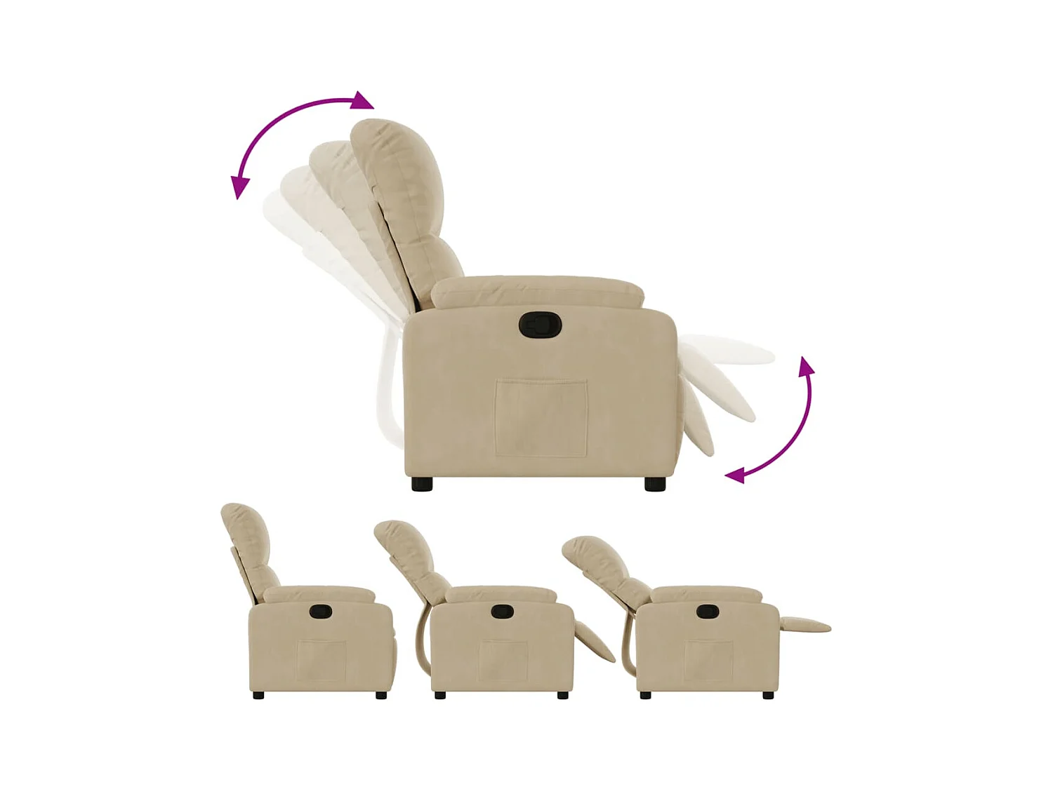 Sillón de relax | Silla | Sillón reclinable tela de microfibra color crema SHL3172