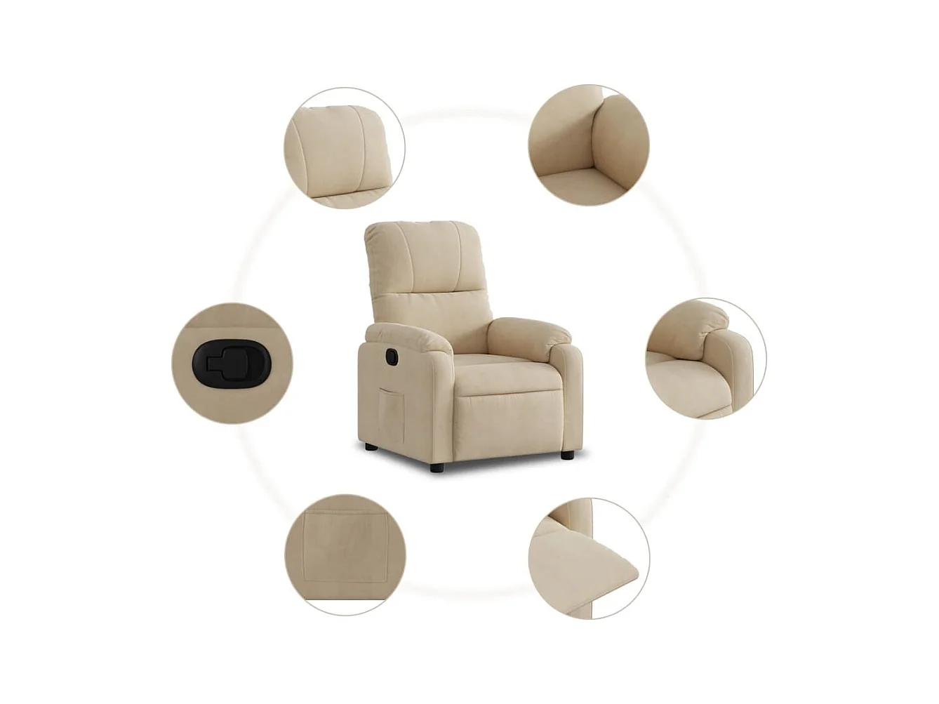 Sillón de relax | Silla | Sillón reclinable tela de microfibra color crema SHL3172