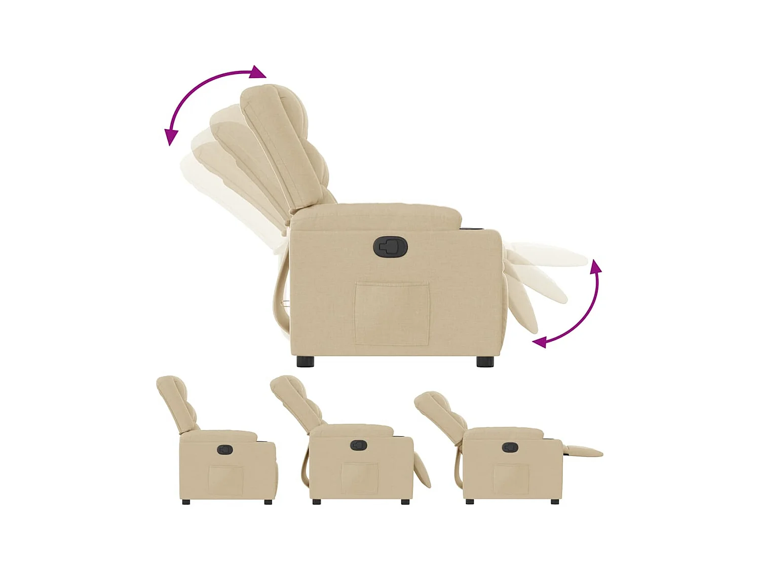 Sillón de relax | Sillón reclinable de tela crema SHL4572