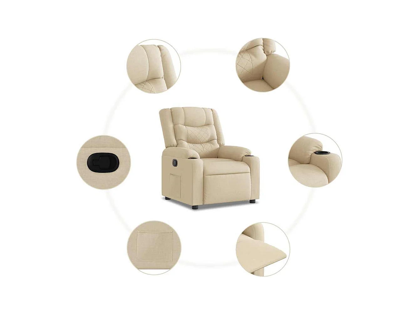 Sillón de relax | Sillón reclinable de tela crema SHL4572