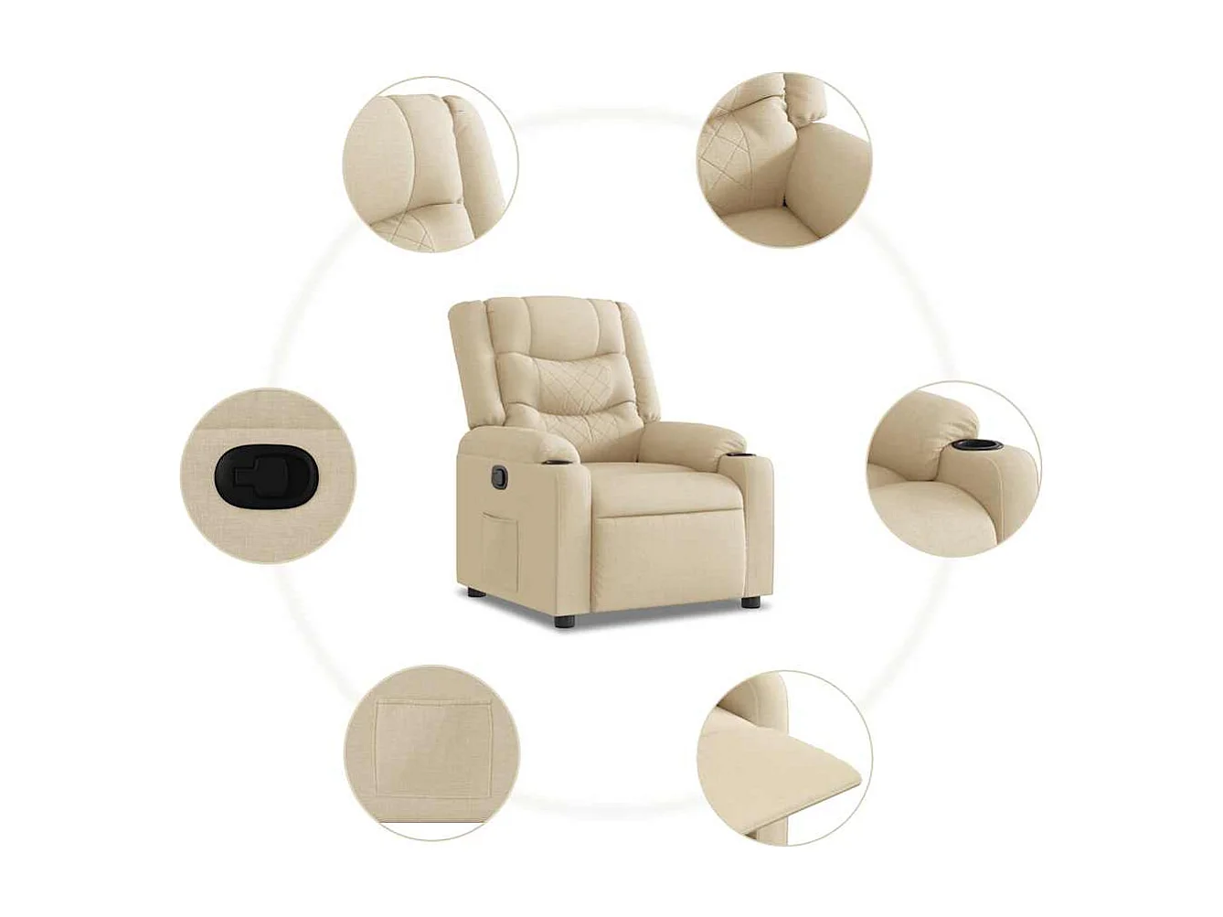 Relaxsessel | Lounge Sessel für Wohnzimmer Creme Stoff SHL18245