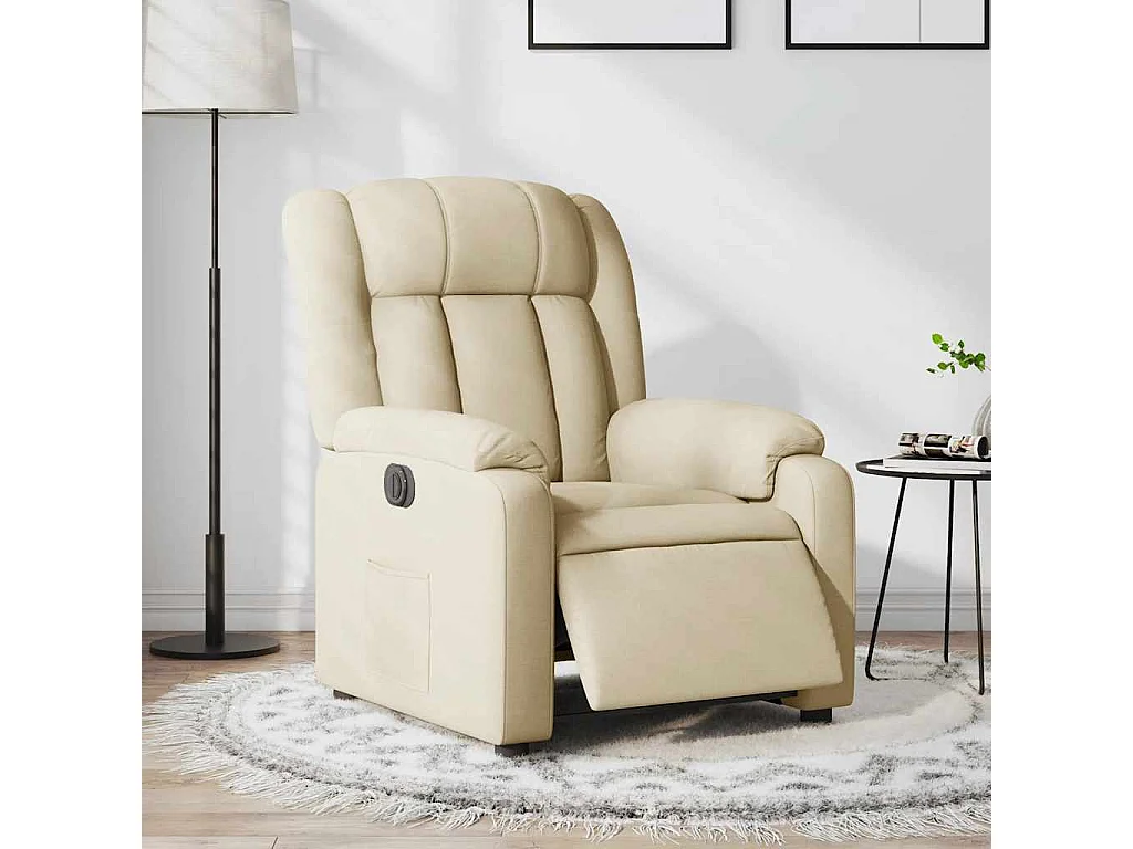 Fauteuil inclinable électrique-Chaise de relax-Fauteuil salon Crème Tissu SHL3928