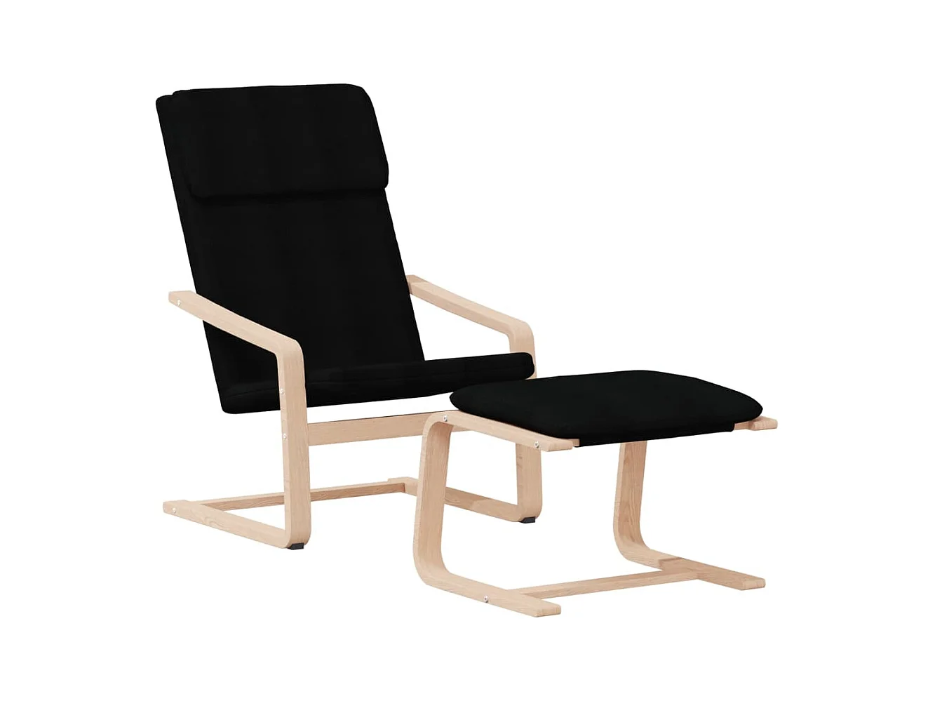 Sillón de relax | Silla de relax con taburete tela negro SHL3030