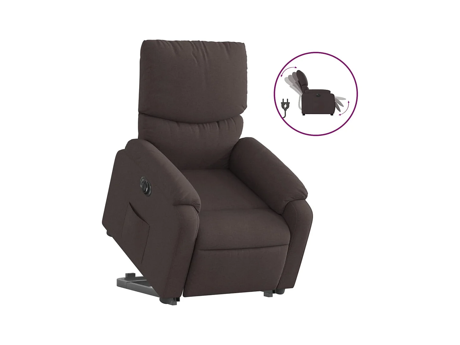 Silla de relax | Sillón eléctrico reclinable elevable de tela marrón oscuro SHL2408