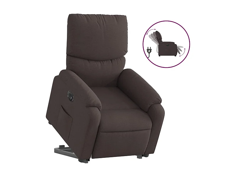 Fauteuil inclinable électrique-Chaise de relax-Fauteuil salon marron foncé tissu SHL4297