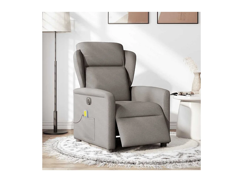 Sillón de relax | Sillón reclinable de masaje eléctrico tela gris taupe SHL3535