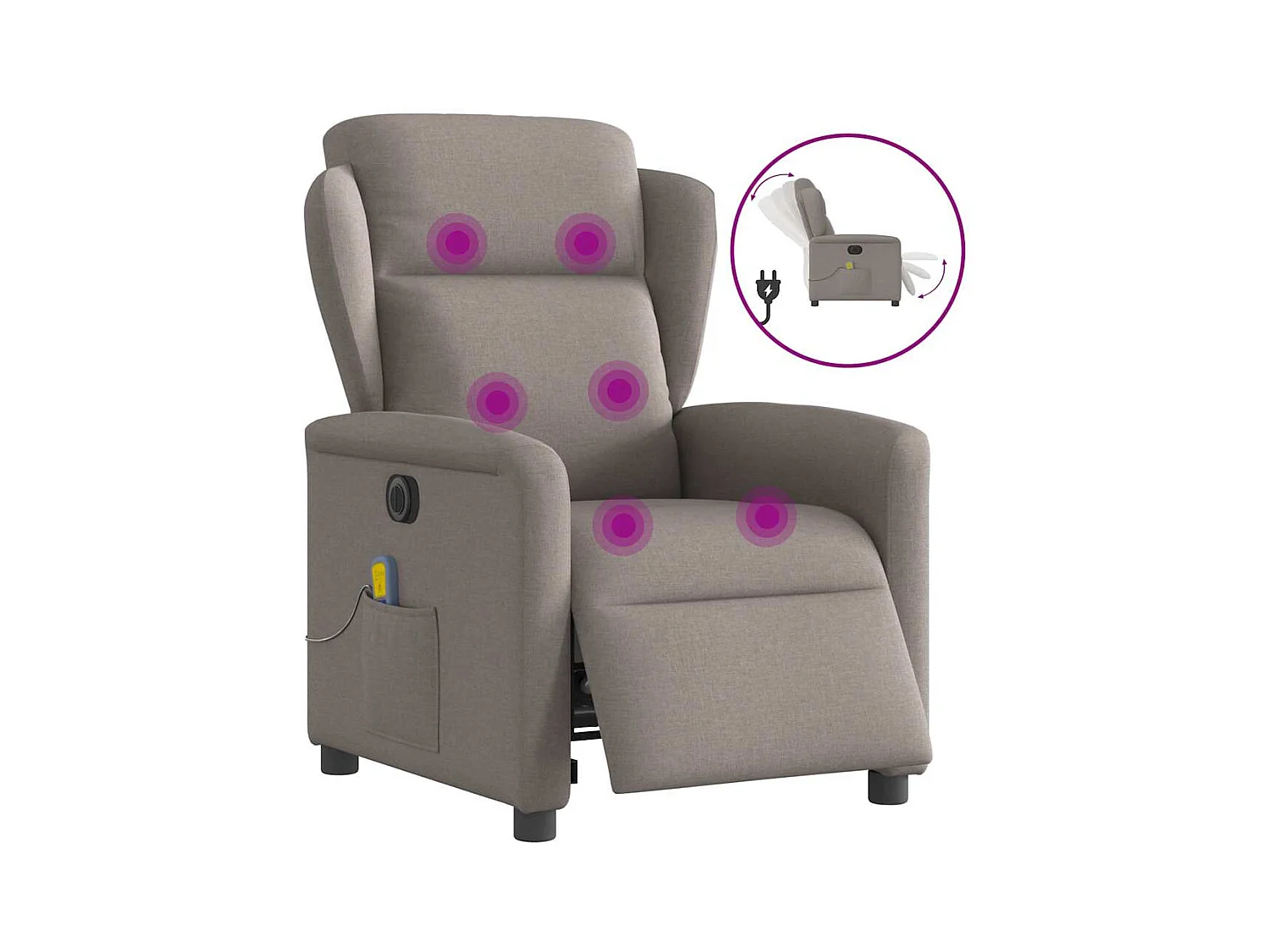 Sillón de relax | Sillón reclinable de masaje eléctrico tela gris taupe SHL3535