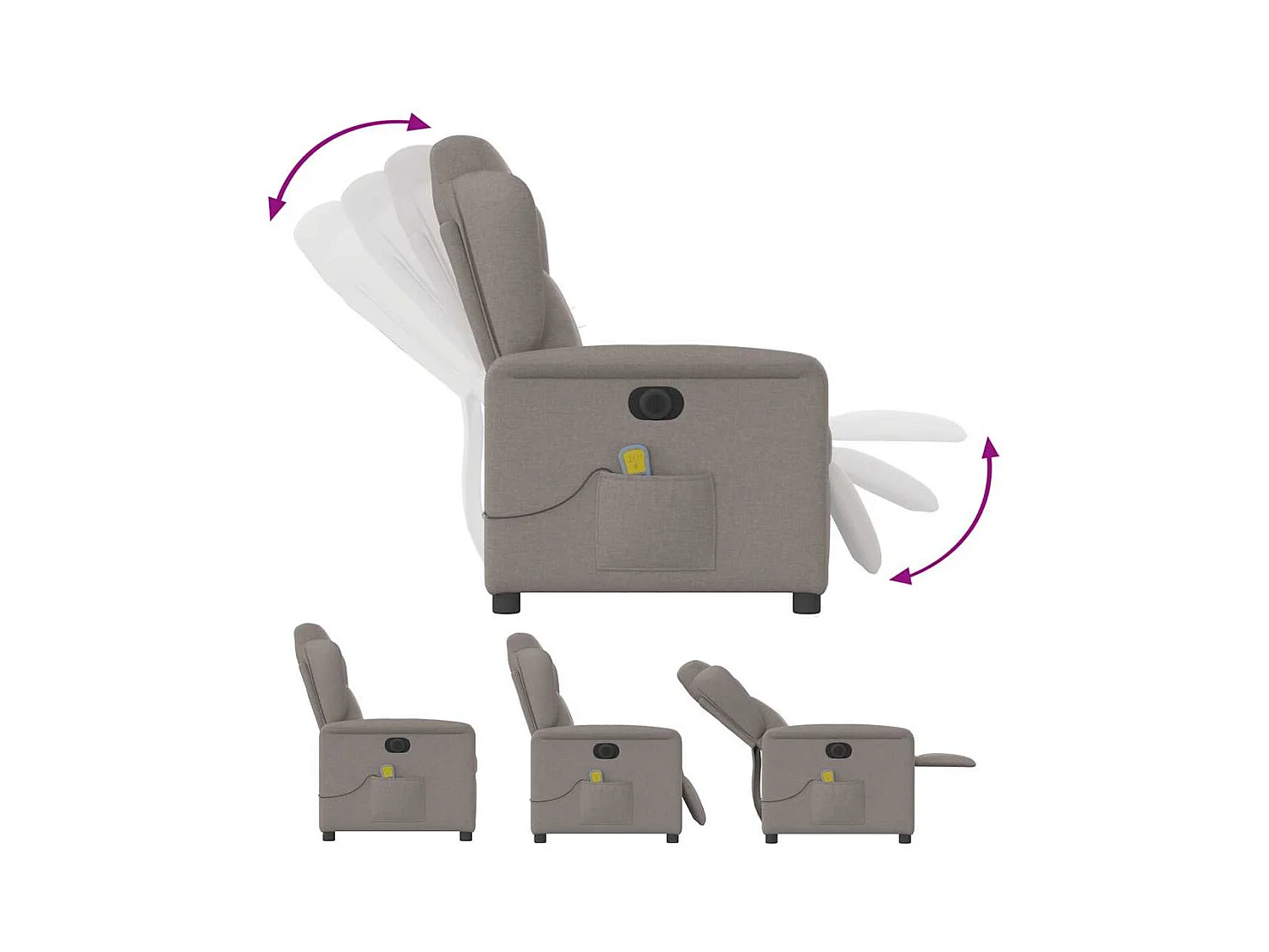 Sillón de relax | Sillón reclinable de masaje eléctrico tela gris taupe SHL3535