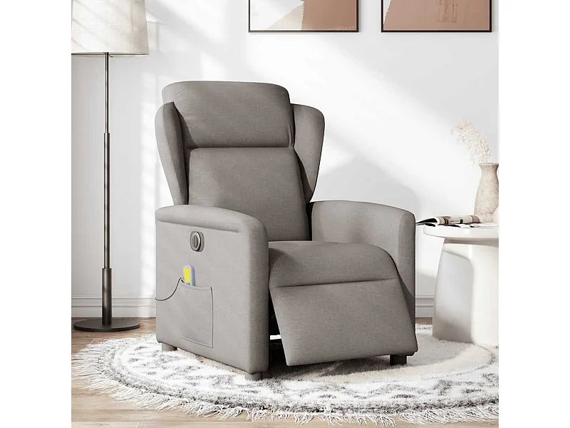 Fauteuil inclinable électrique-Fauteuil de massage de Salon Taupe Tissu SHL5041