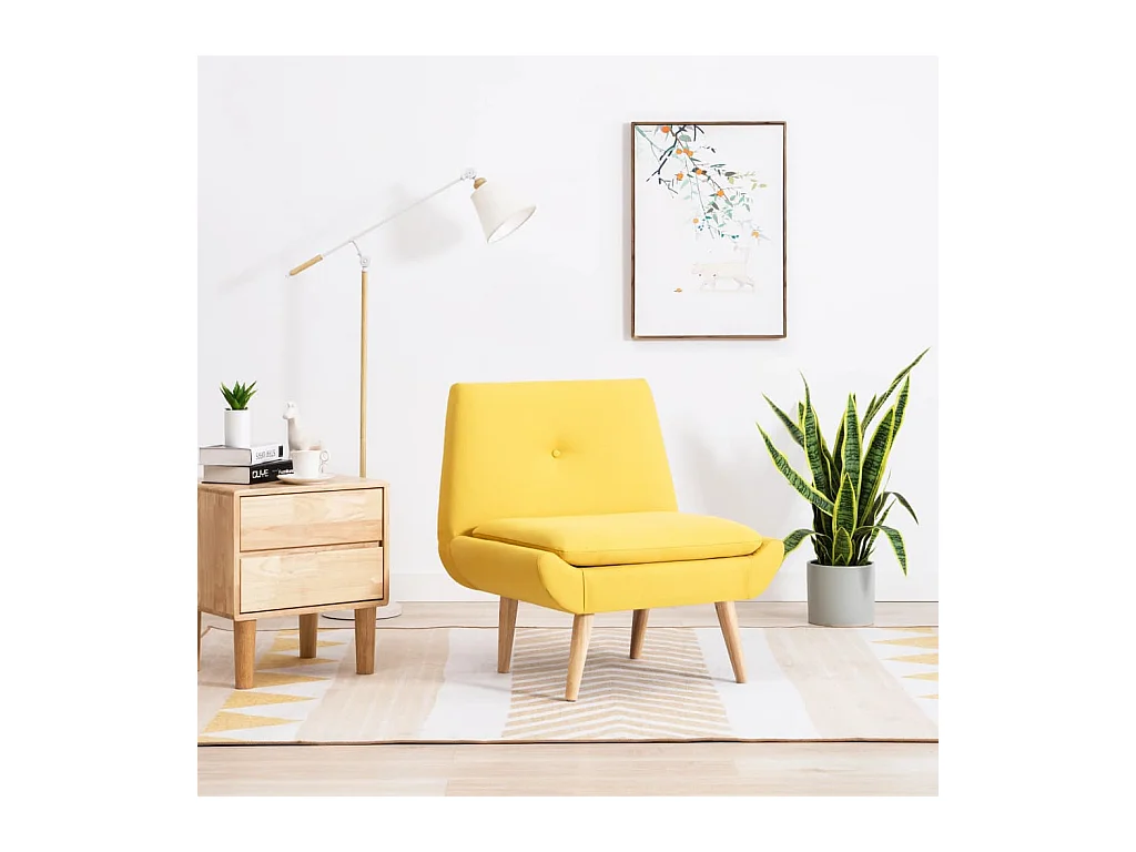 Sillón de salón | Butaca tapizada de tela amarilla SHL5843