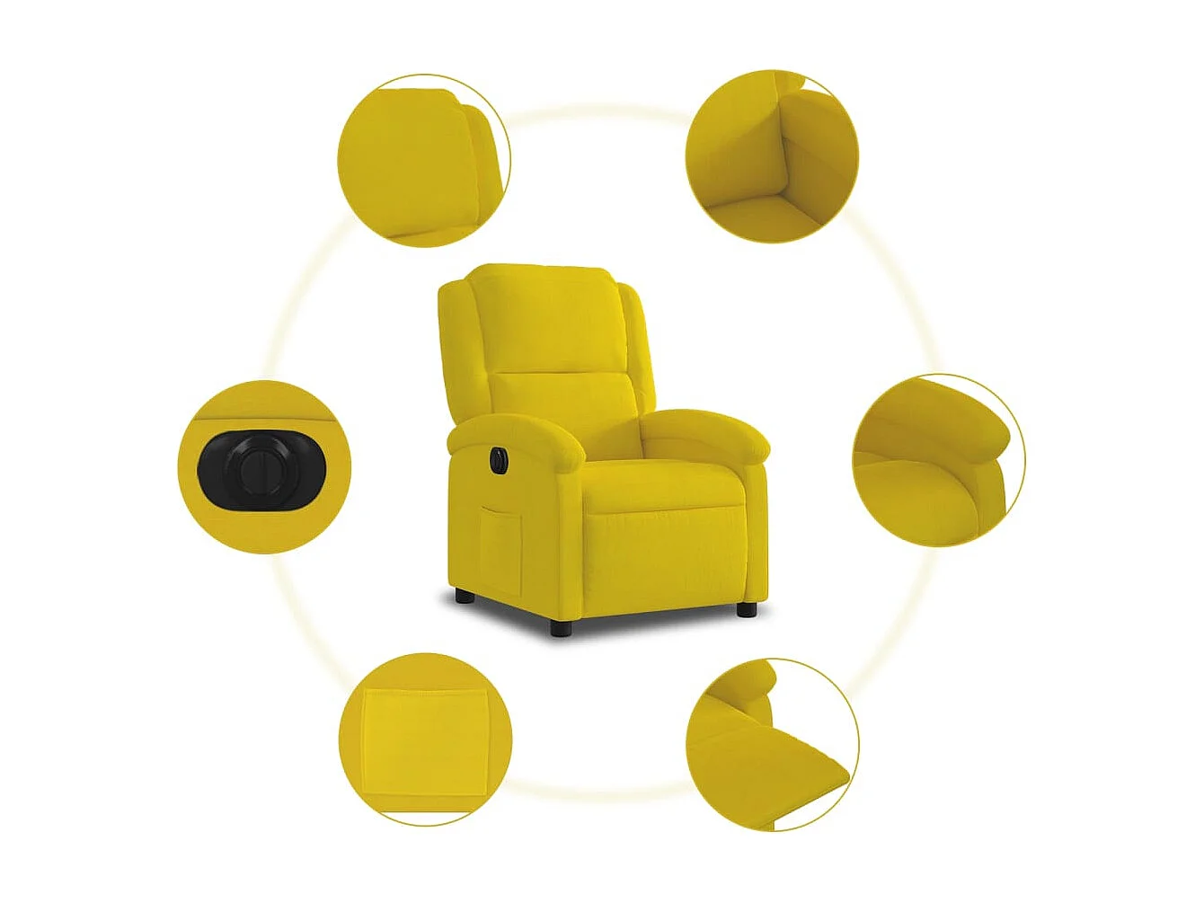 Silla de relax | Sillón eléctrico reclinable elevable de terciopelo amarillo SHL7583